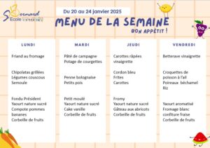 Lire la suite à propos de l’article Menu du 20 au 24 janvier 2025
