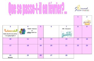 Lire la suite à propos de l’article Calendrier du mois de février 2025