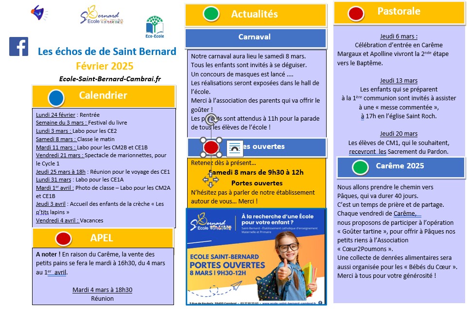 You are currently viewing Les échos de l’école Saint Bernard