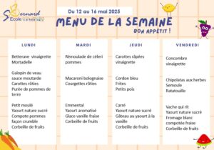Lire la suite à propos de l’article Menu du 12 au 16 mai 2025