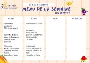 Lire la suite à propos de l’article Menu du 5 et 6 mai 2025