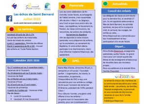 Lire la suite à propos de l’article « Les  échos de Saint Bernard »- juillet 2025