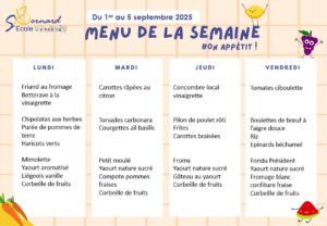 Lire la suite à propos de l’article Menu du 1er au 5 septembre 2025